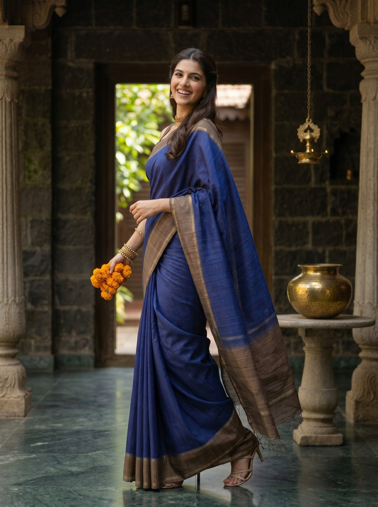 MIMOSA Navy Saree Saree — pose 9 styling detail