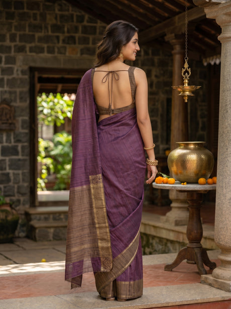 MIMOSA Wine Saree Saree — pose 2 styling detail