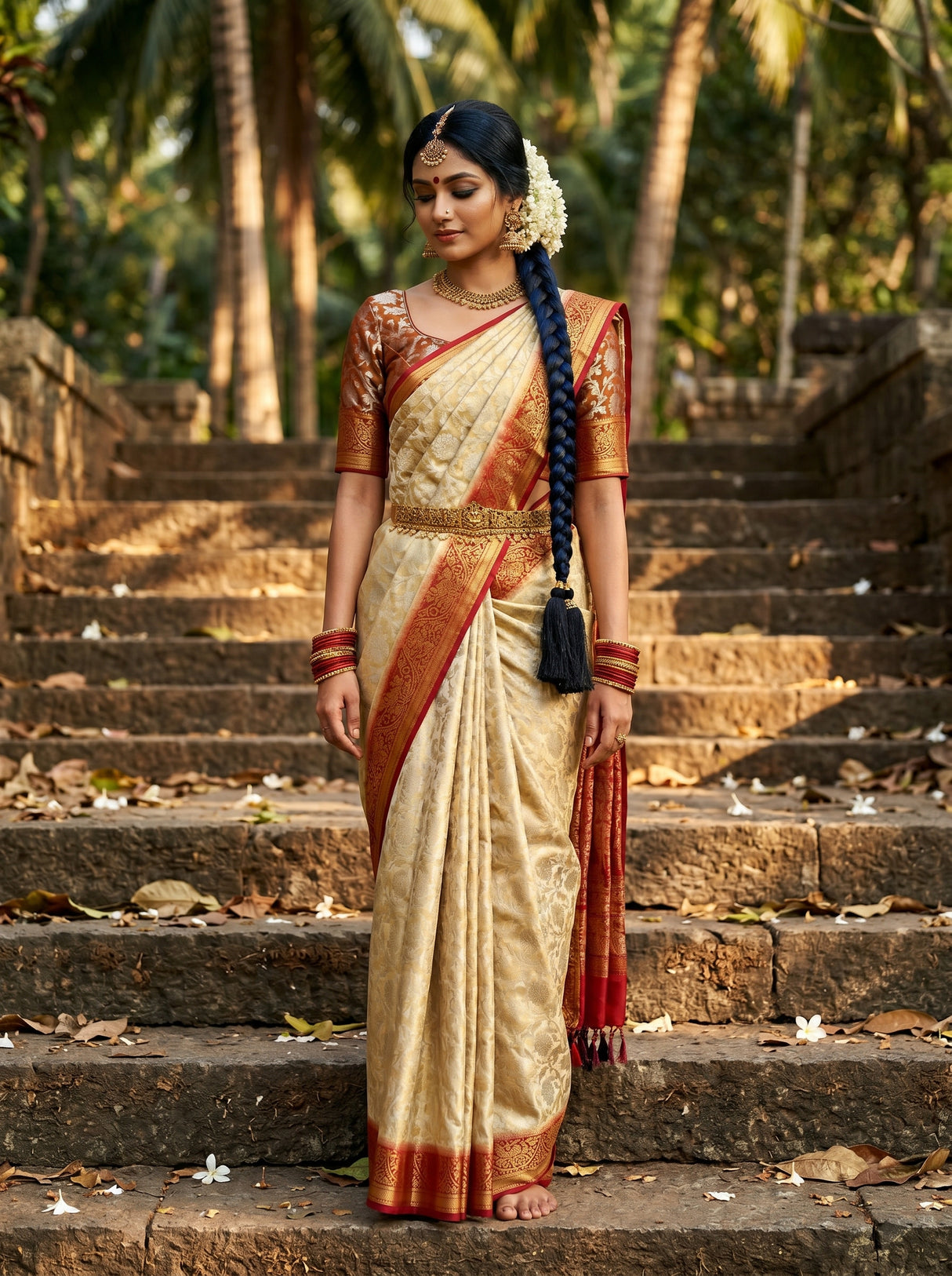 White Art Silk Saree