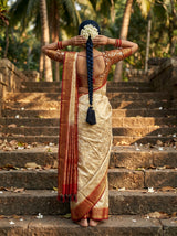 MIMOSA White Kanjivaram Saree — pose 2 styling detail