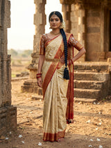 MIMOSA White Kanjivaram Saree — pose 4 styling detail