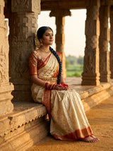 MIMOSA White Kanjivaram Saree — pose 8 styling detail