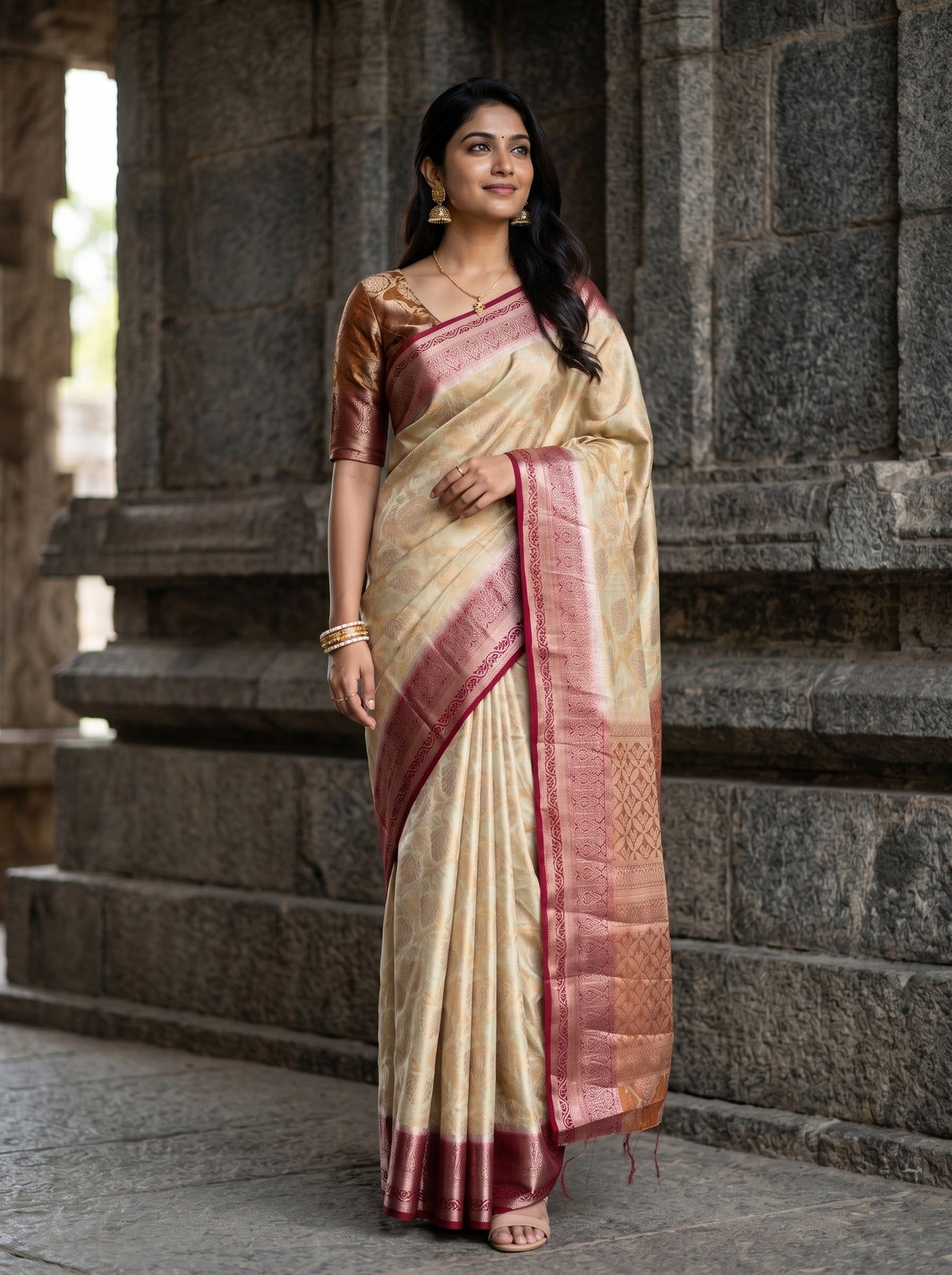 White Art Silk Saree