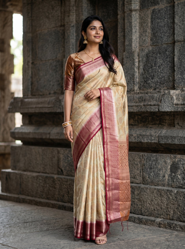 White Art Silk Saree