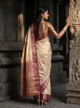 MIMOSA White Kanjivaram Saree — pose 2 styling detail