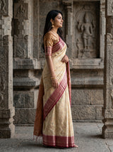 MIMOSA White Kanjivaram Saree — pose 3 styling detail