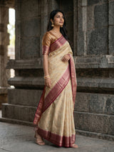 MIMOSA White Kanjivaram Saree — pose 5 styling detail