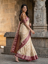 MIMOSA White Kanjivaram Saree — pose 9 styling detail