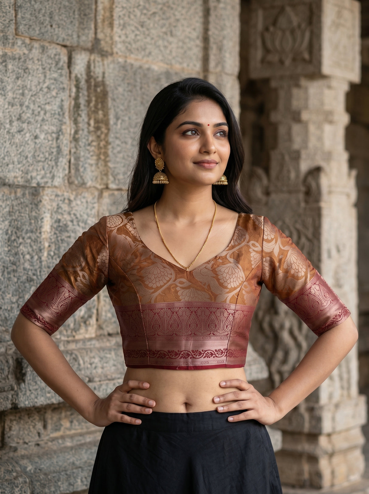 MIMOSA White Kanjivaram Saree — blouse close-up