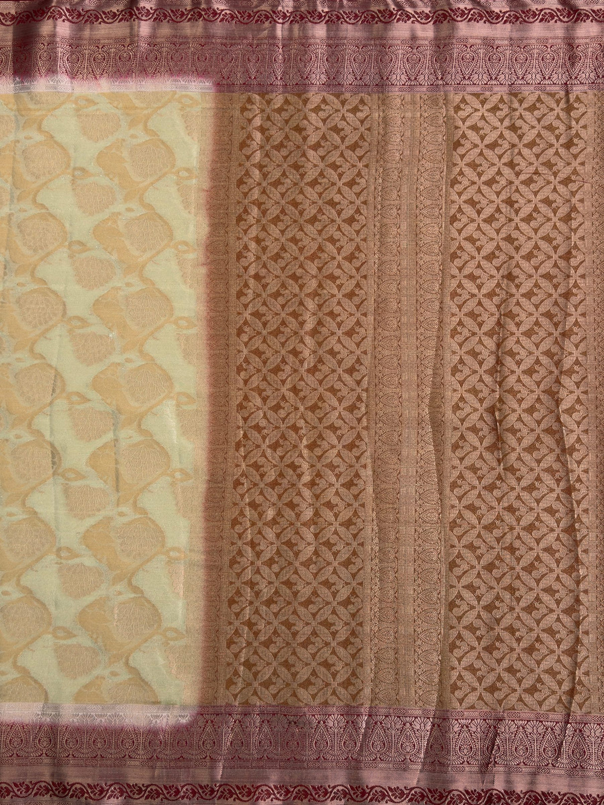 MIMOSA White Kanjivaram Saree — pallu and zari work detail
