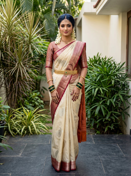 White Art Silk Saree