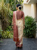 MIMOSA White Kanjivaram Saree — pose 2 styling detail