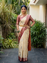 MIMOSA White Kanjivaram Saree — pose 4 styling detail