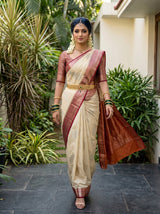 MIMOSA White Kanjivaram Saree — pose 6 styling detail