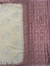 MIMOSA White Kanjivaram Saree — pallu and zari work detail