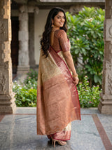 MIMOSA White Kanjivaram Art Silk Saree — pose 8 styling detail