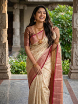 MIMOSA White Kanjivaram Art Silk Saree — pose 9 styling detail