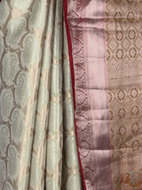 MIMOSA White Kanjivaram Art Silk Saree — fleets shot full lifestyle