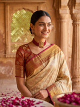 MIMOSA White Kanjivaram Art Silk Saree — pose 10 styling detail