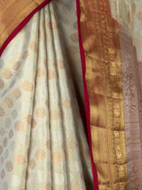 MIMOSA White Kanjivaram Art Silk Saree — fleets shot full lifestyle