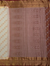 MIMOSA White Kanjivaram Art Silk Saree — pallu and zari work detail