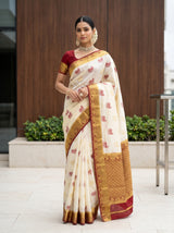 White Art Silk Saree