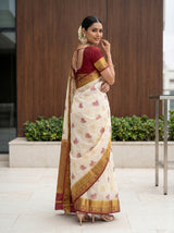 MIMOSA White Kanjivaram Saree — pose 7 styling detail