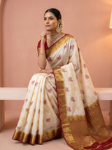 MIMOSA White Kanjivaram Saree — pose 8 styling detail
