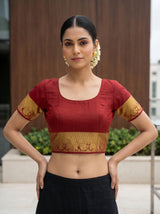 MIMOSA White Kanjivaram Saree — blouse close-up