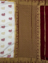 MIMOSA White Kanjivaram Saree — pallu and zari work detail