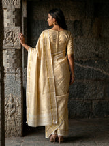 MIMOSA White Mysore Silk Saree — pose 2 styling detail