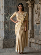 MIMOSA White Mysore Silk Saree — pose 4 styling detail