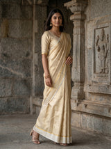 MIMOSA White Mysore Silk Saree — pose 5 styling detail