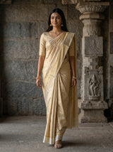 MIMOSA White Mysore Silk Saree — pose 6 styling detail
