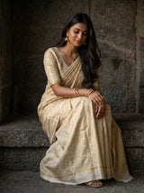 MIMOSA White Mysore Silk Saree — pose 8 styling detail