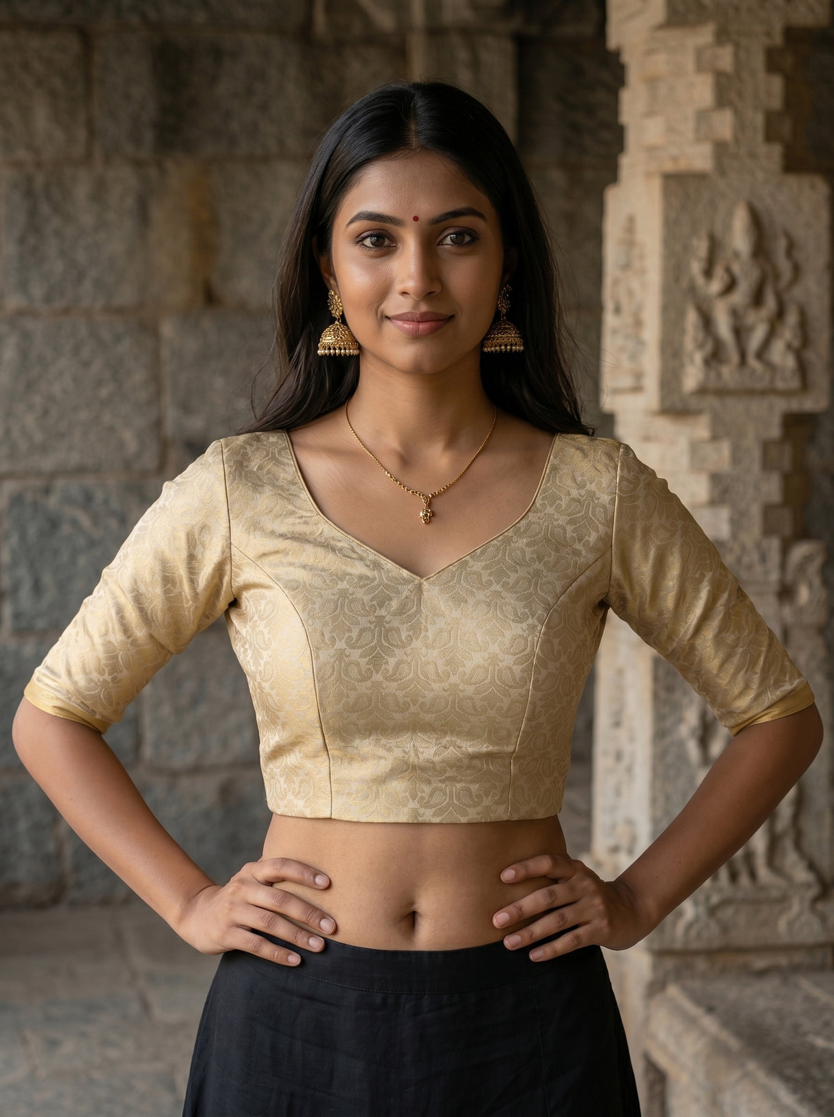 MIMOSA White Mysore Silk Saree — blouse close-up