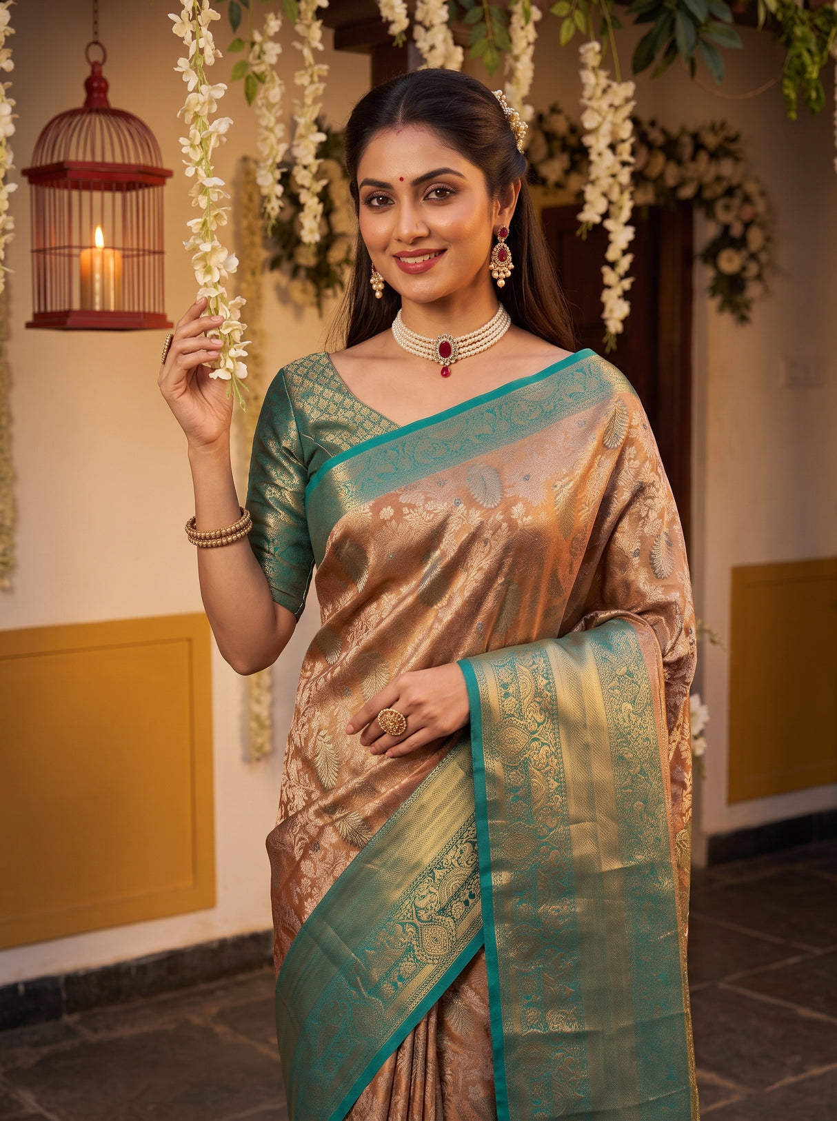 MIMOSA Maroon Saree Saree — pose 10 styling detail