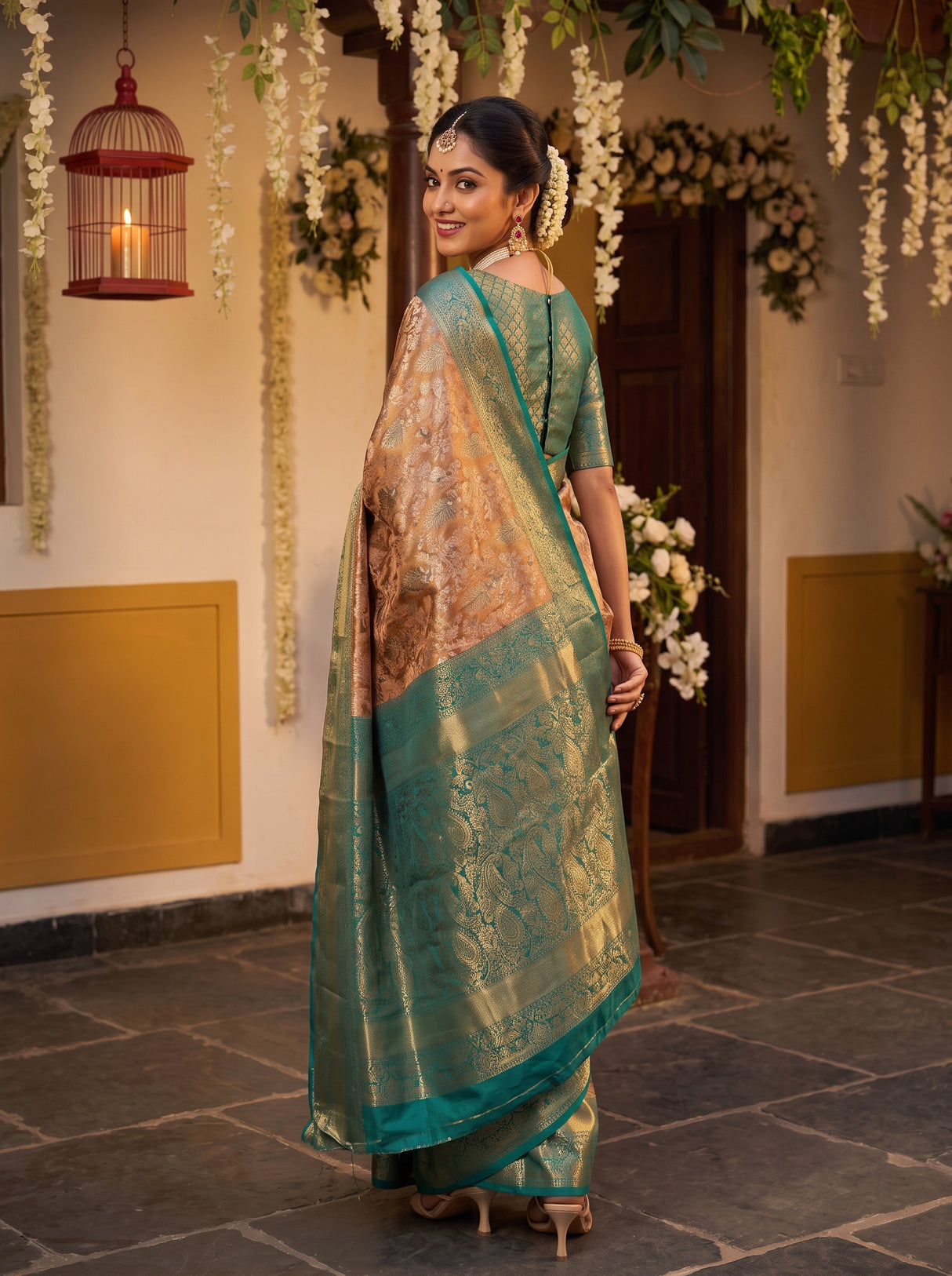 MIMOSA Maroon Saree Saree — pose 5 styling detail