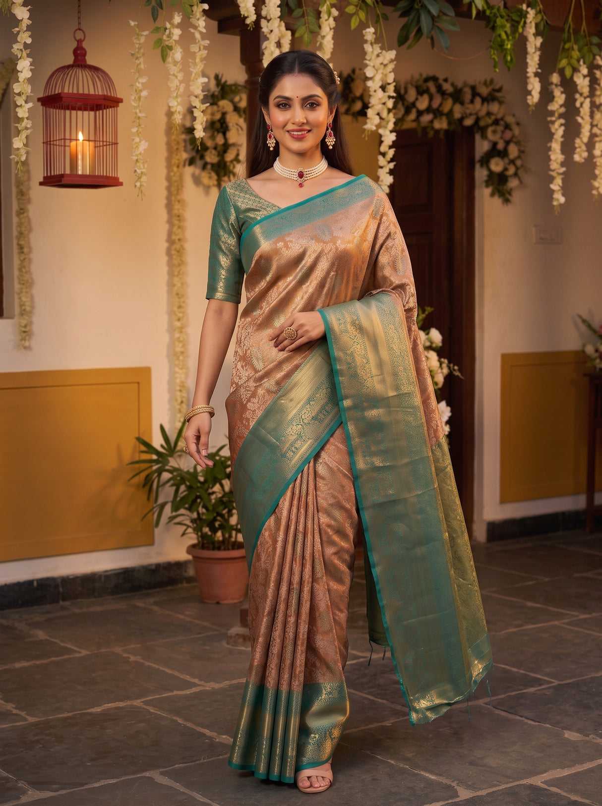 MIMOSA Maroon Saree Saree — pose 6 styling detail