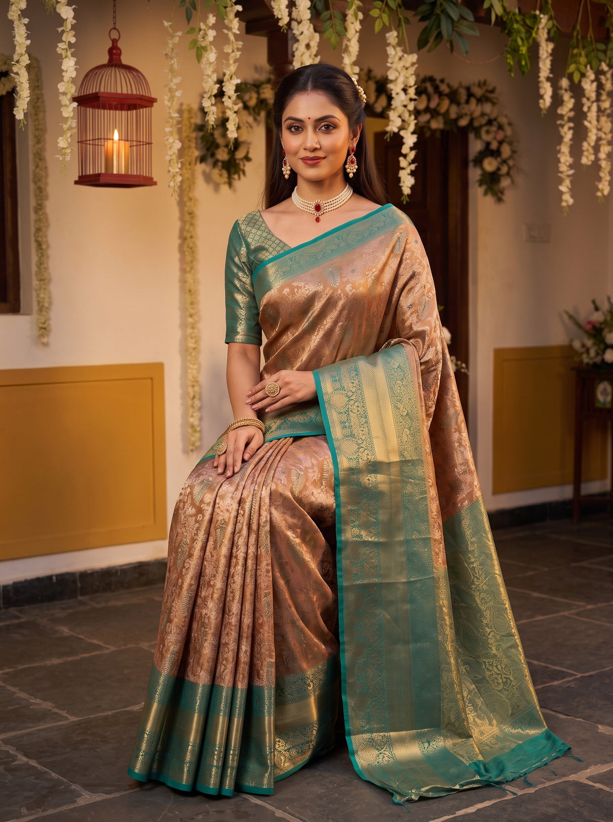 MIMOSA Maroon Saree Saree — pose 8 styling detail