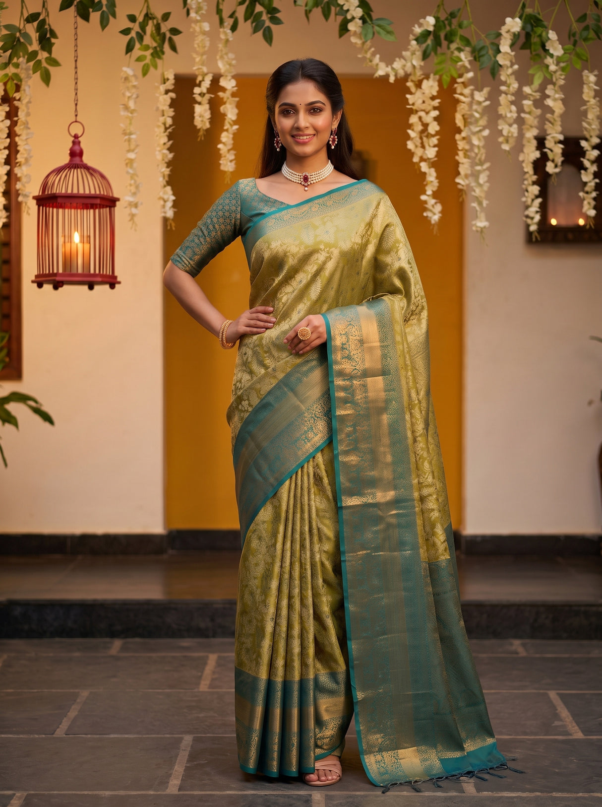 MIMOSA Olive Saree Saree — pose 4 styling detail