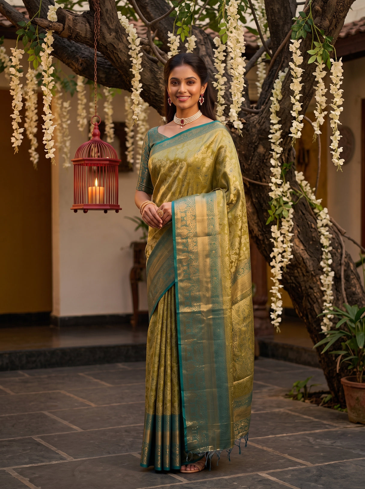MIMOSA Olive Saree Saree — pose 7 styling detail
