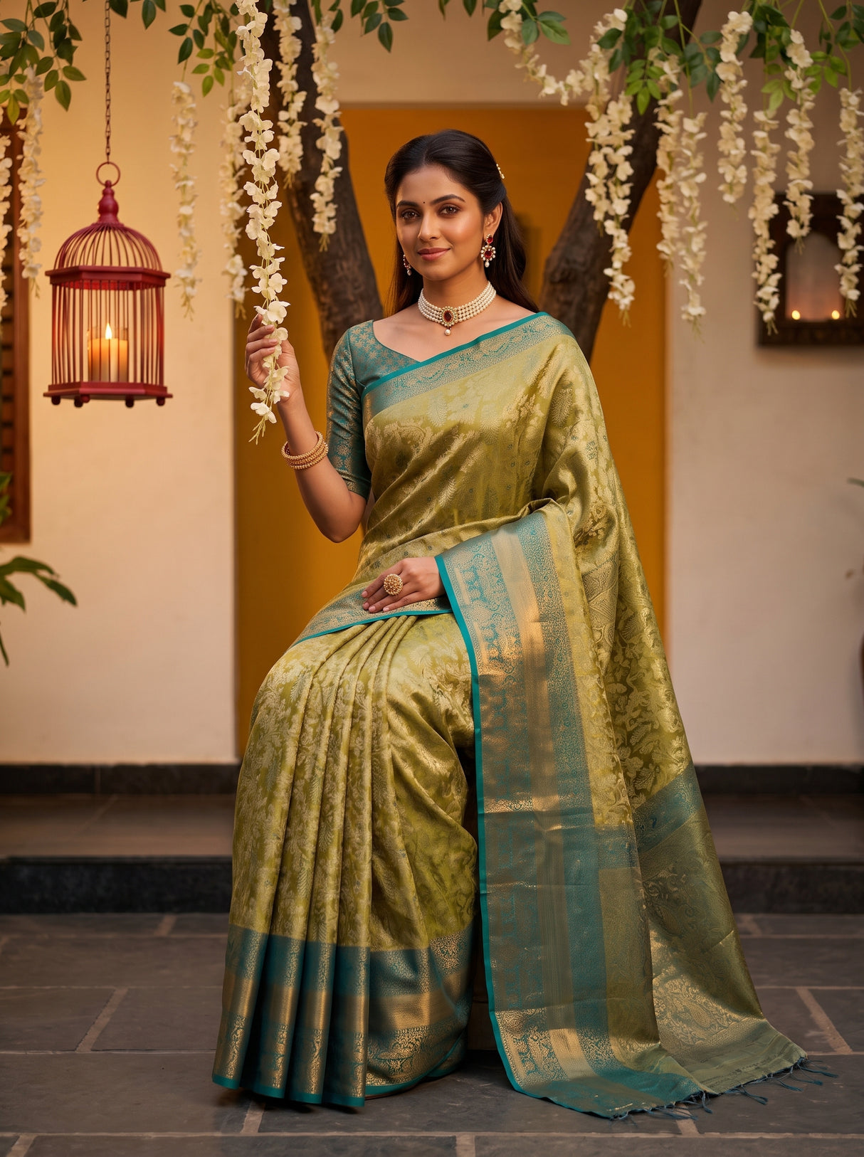 MIMOSA Olive Saree Saree — pose 8 styling detail