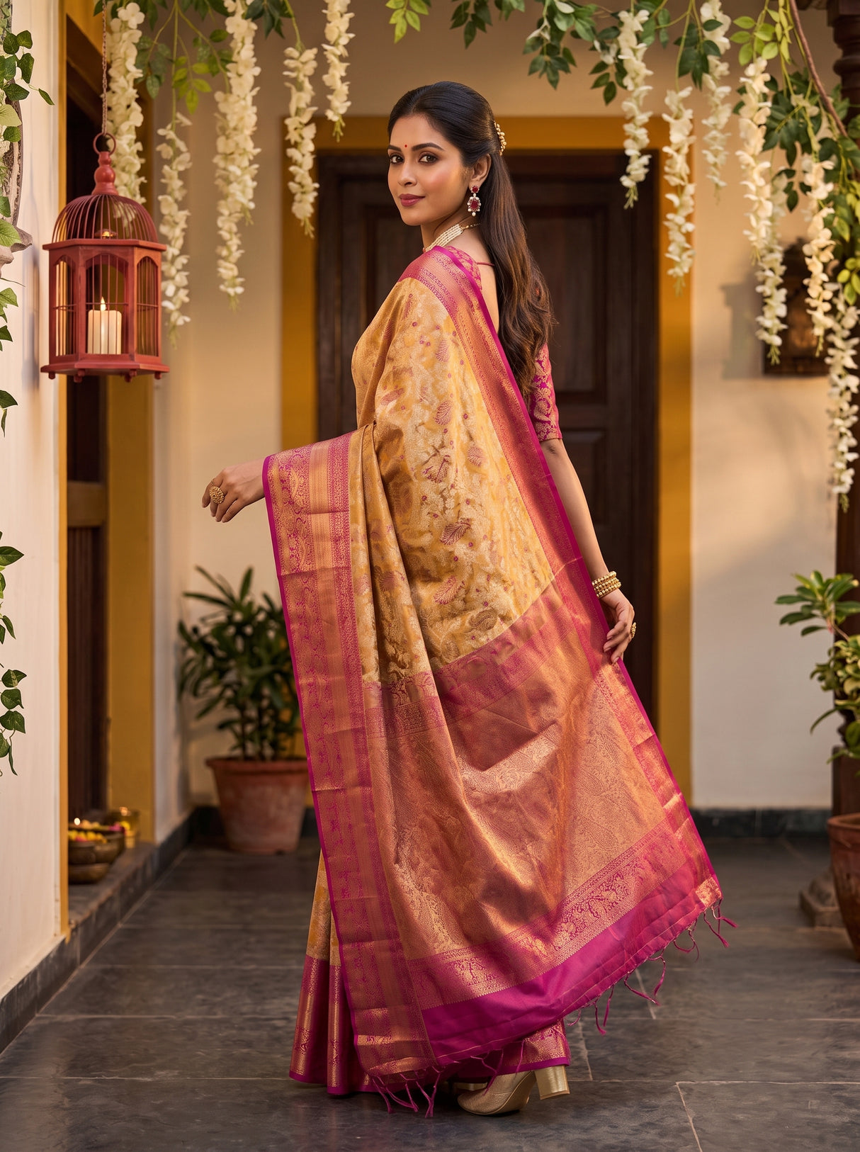 MIMOSA Orange Saree Saree — pose 9 styling detail