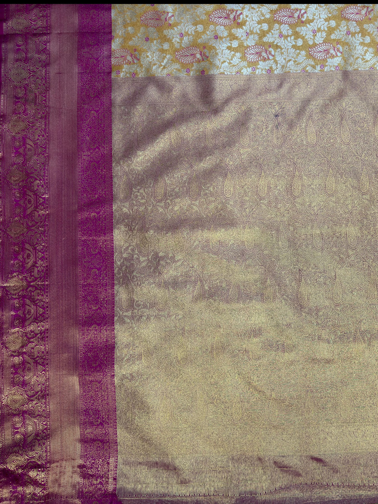 MIMOSA Orange Saree Saree — pallu and zari work detail