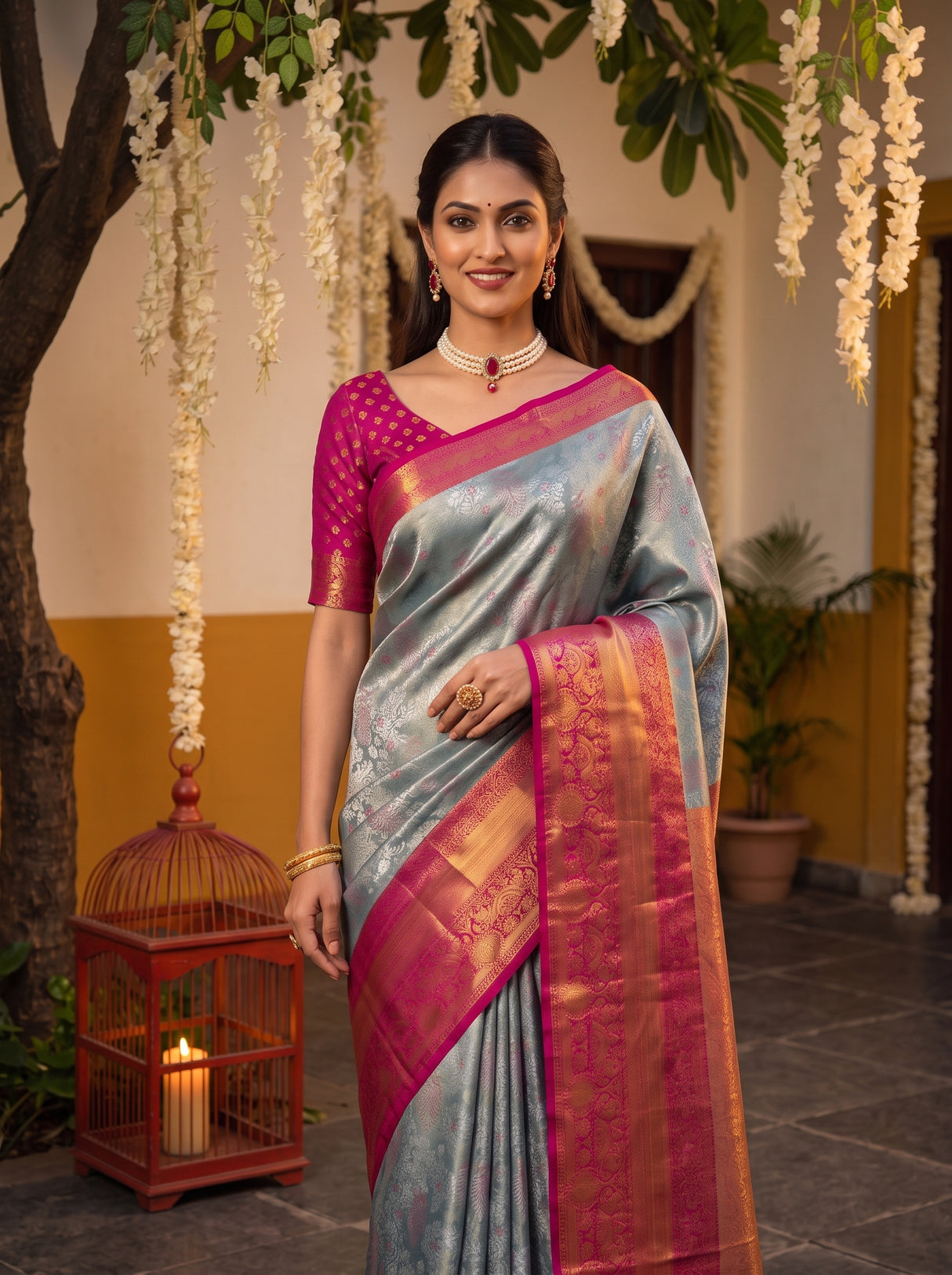 MIMOSA Sapphire Saree Saree — pose 10 styling detail