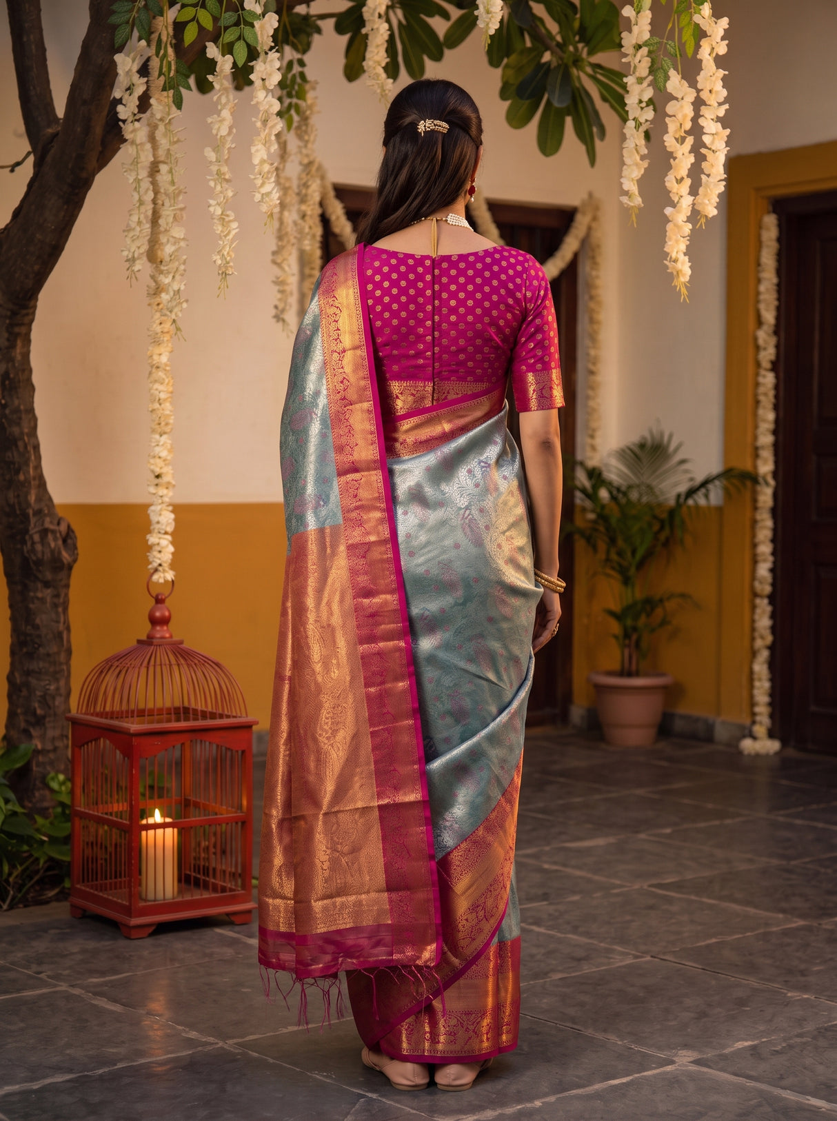 MIMOSA Sapphire Saree Saree — pose 2 styling detail