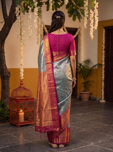 MIMOSA Sapphire Saree Saree — pose 2 styling detail
