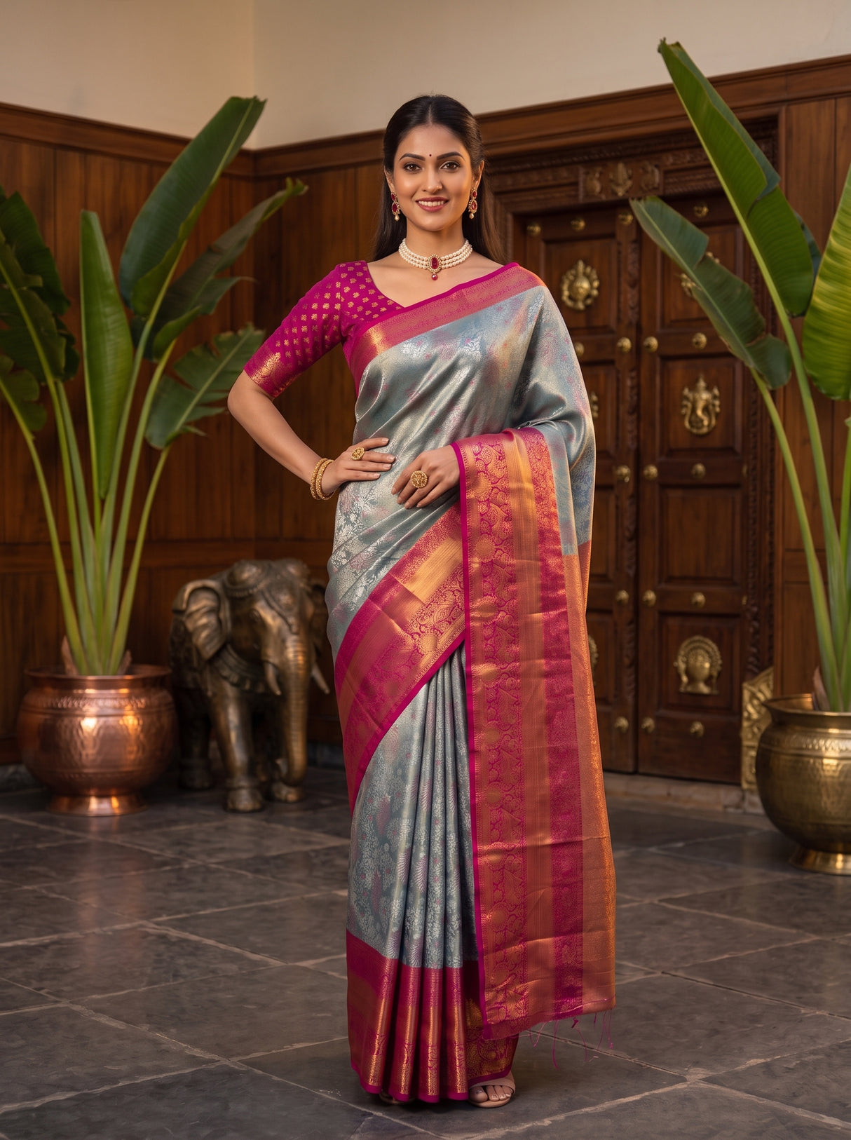 MIMOSA Sapphire Saree Saree — pose 4 styling detail