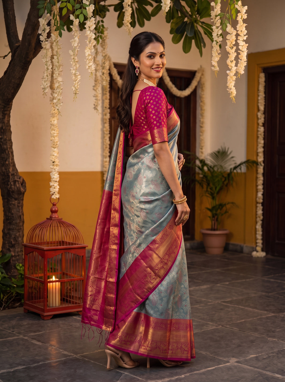 MIMOSA Sapphire Saree Saree — pose 5 styling detail